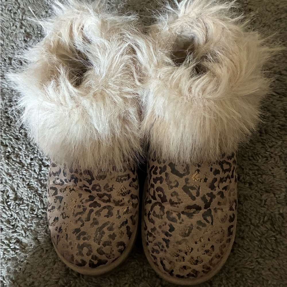 Leopard Print Fur Lined Booties